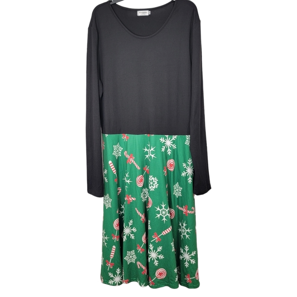 Christmas Winter Snowflake Themed Fit & Flare Long Sleeve Women's Dress Size XL